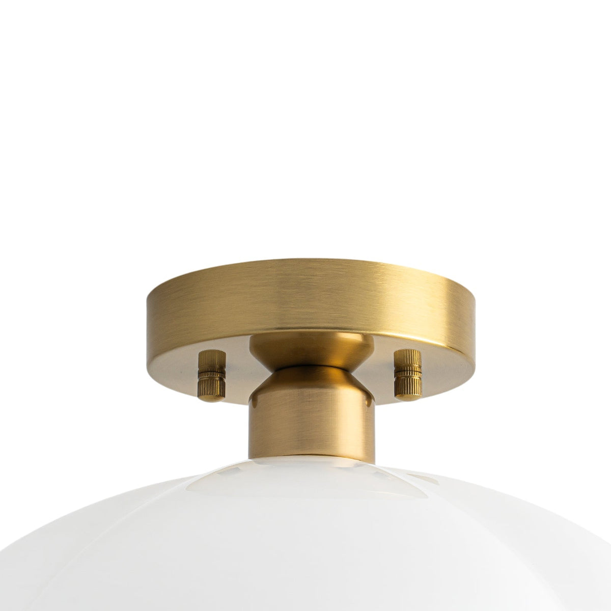 1-Light Shine Opal Glass Round Scalloped Pleated Semi Flush