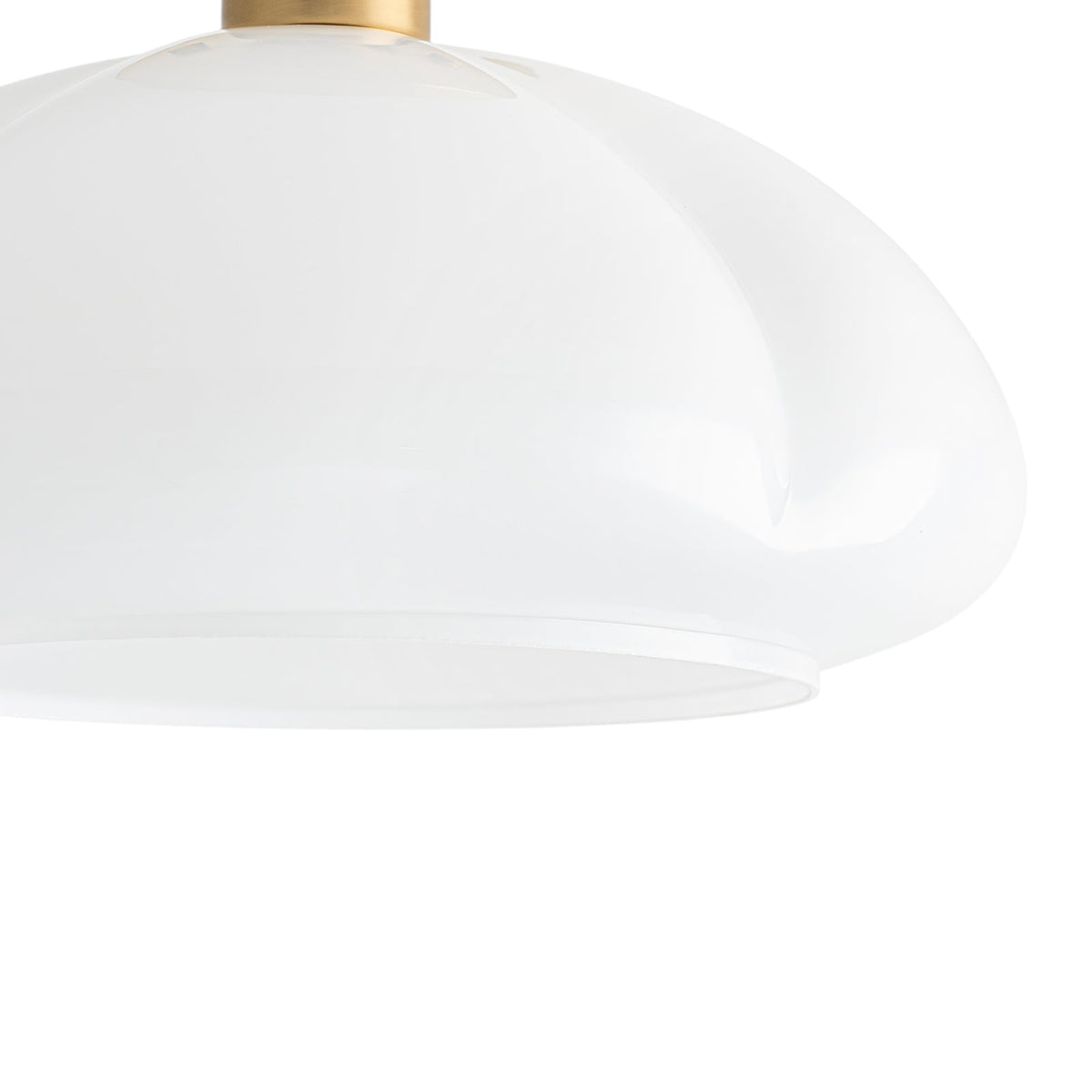 1-Light Shine Opal Glass Round Scalloped Pleated Semi Flush