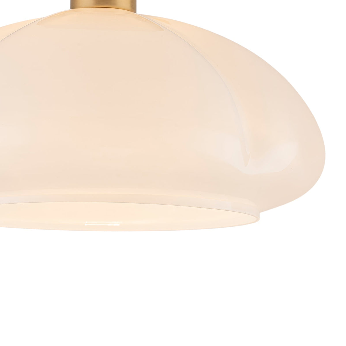 1-Light Shine Opal Glass Round Scalloped Pleated Semi Flush