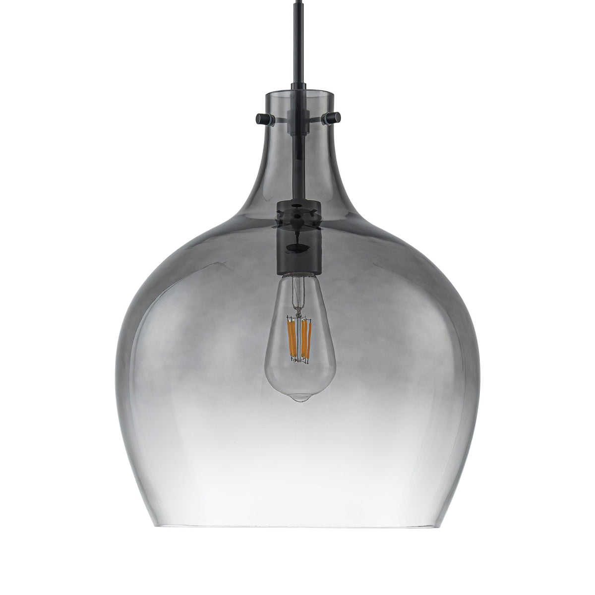 1-Light Smoked Grey Tinted Glass Bell Kitchen Pendant