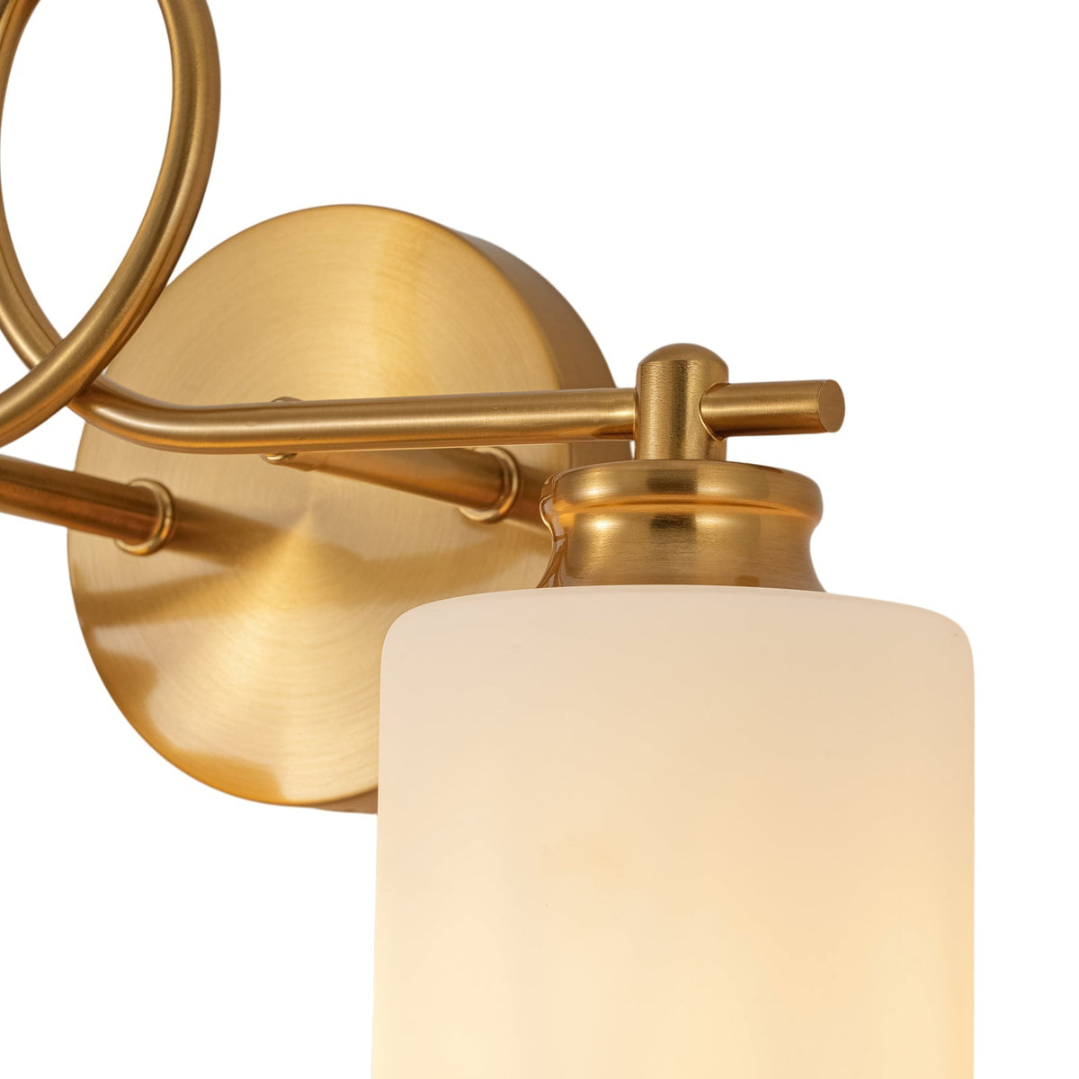 2-Light Frosted Glass Cylinder Looped Arm Vanity Wall Sconce