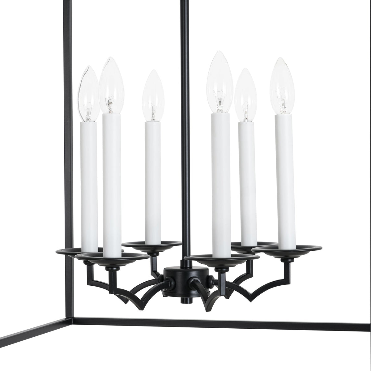 21.7“ French Manor Black Candle Square Lantern Entry Chandelier