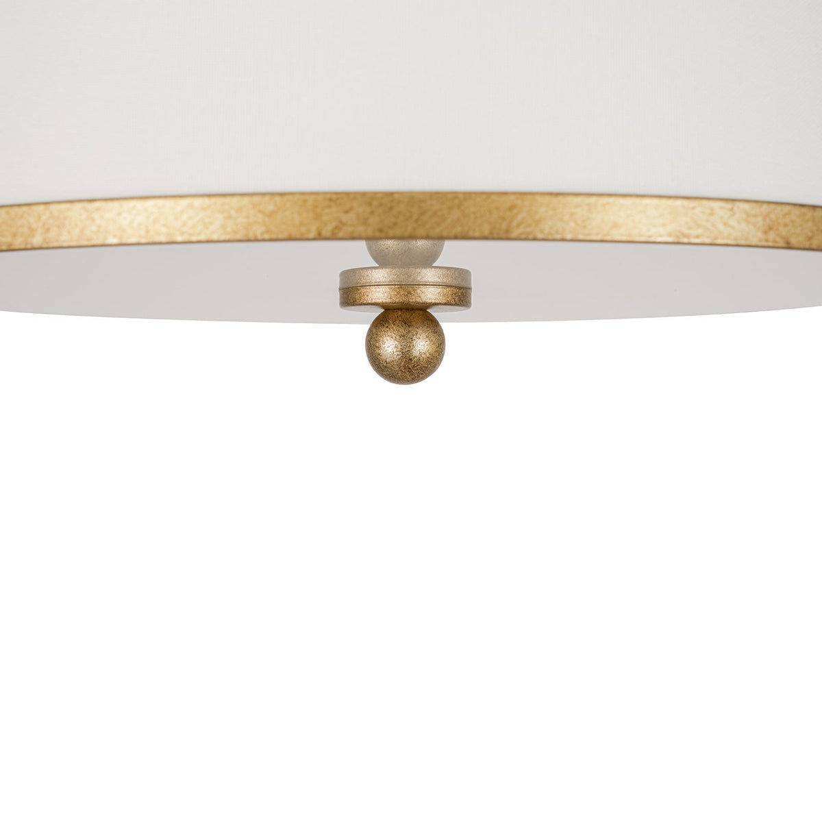 3-Light Distressed Gold Linen Drum Cage Semi Flush Mount