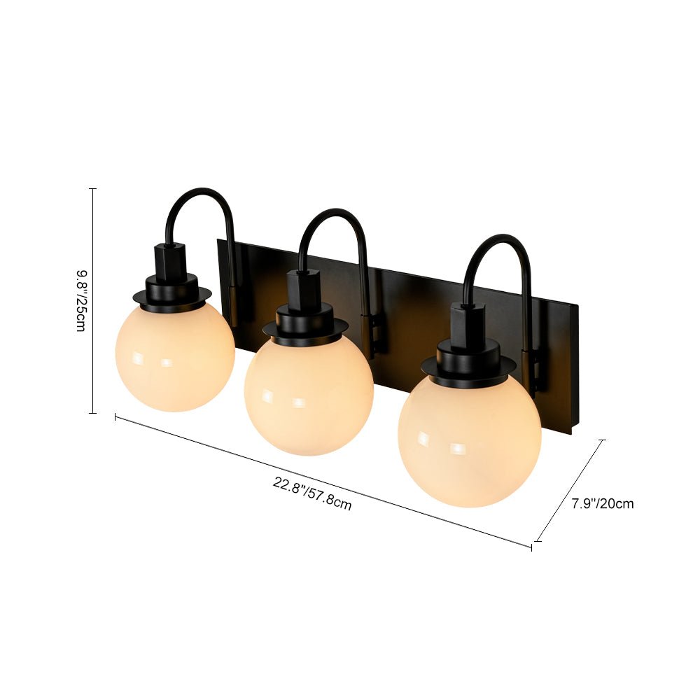3-Light Shine Opal Glass Globe Bathroom Vanity Wall Sconce