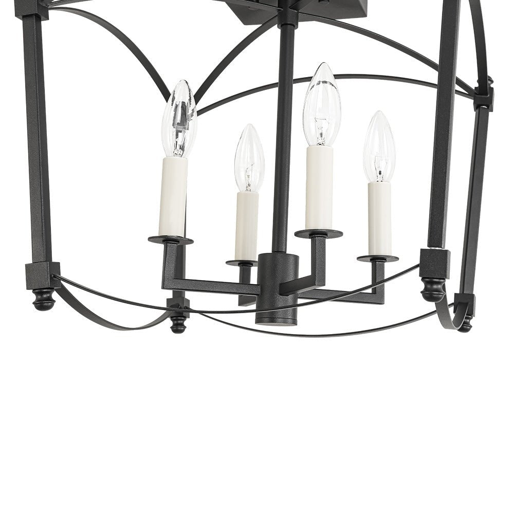 4-light French Black Candle Style Lantern Semi Flush