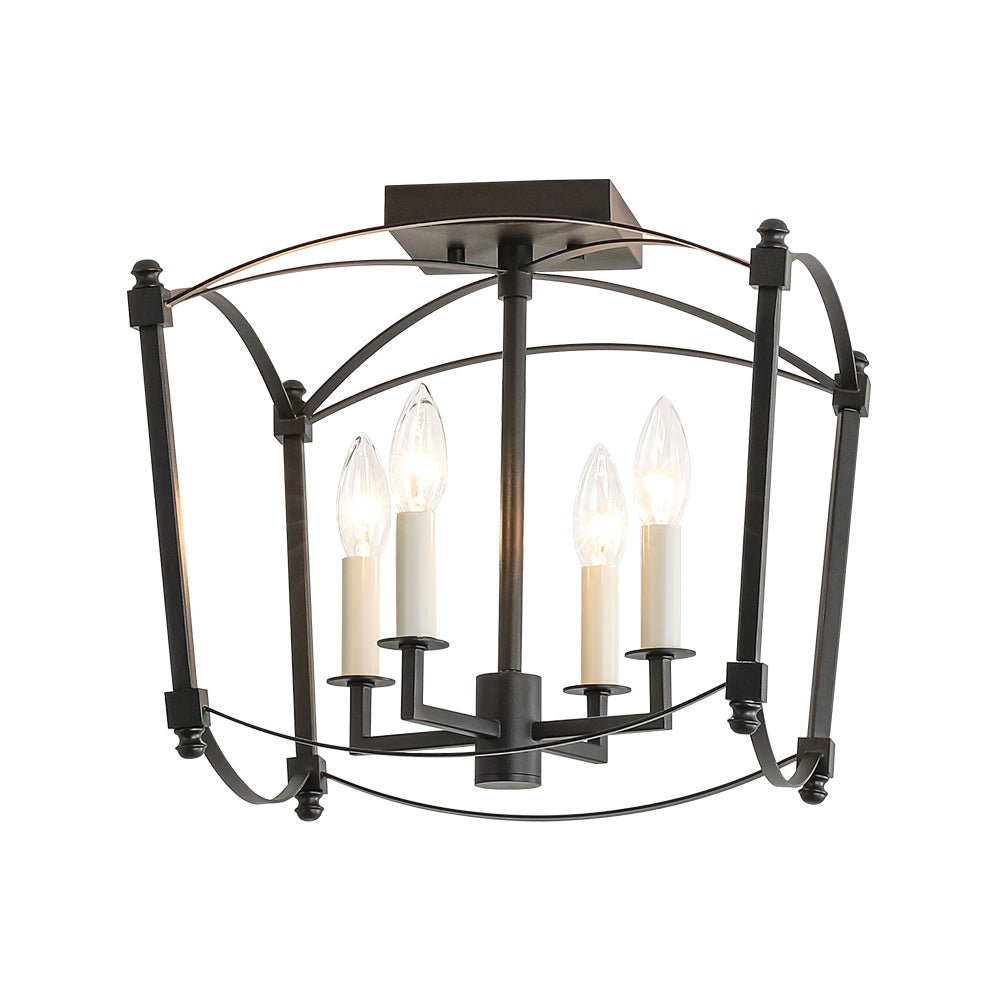 4-light French Black Candle Style Lantern Semi Flush