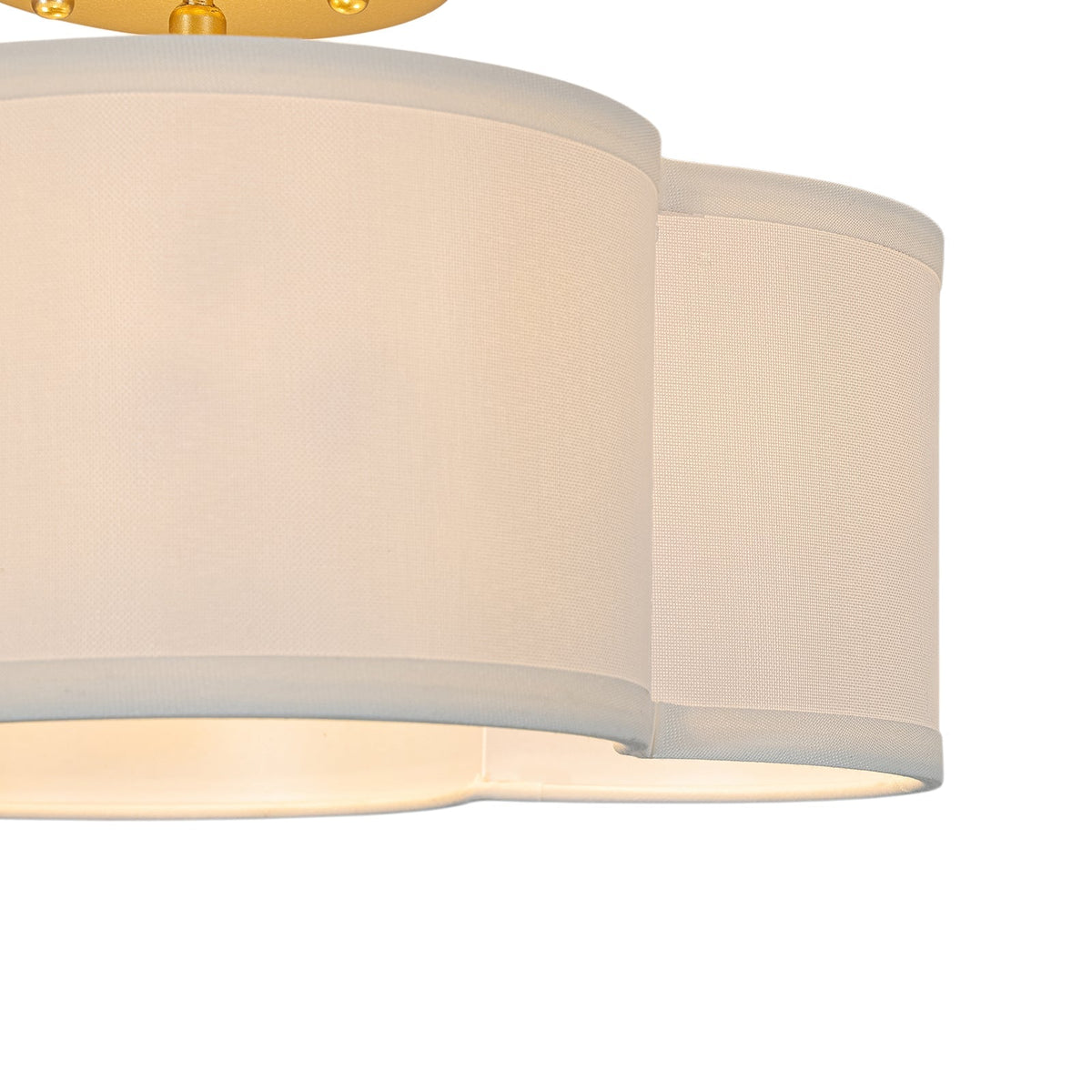 4-Light White Fabric Quatrefoil Cage Semi Flush Mount