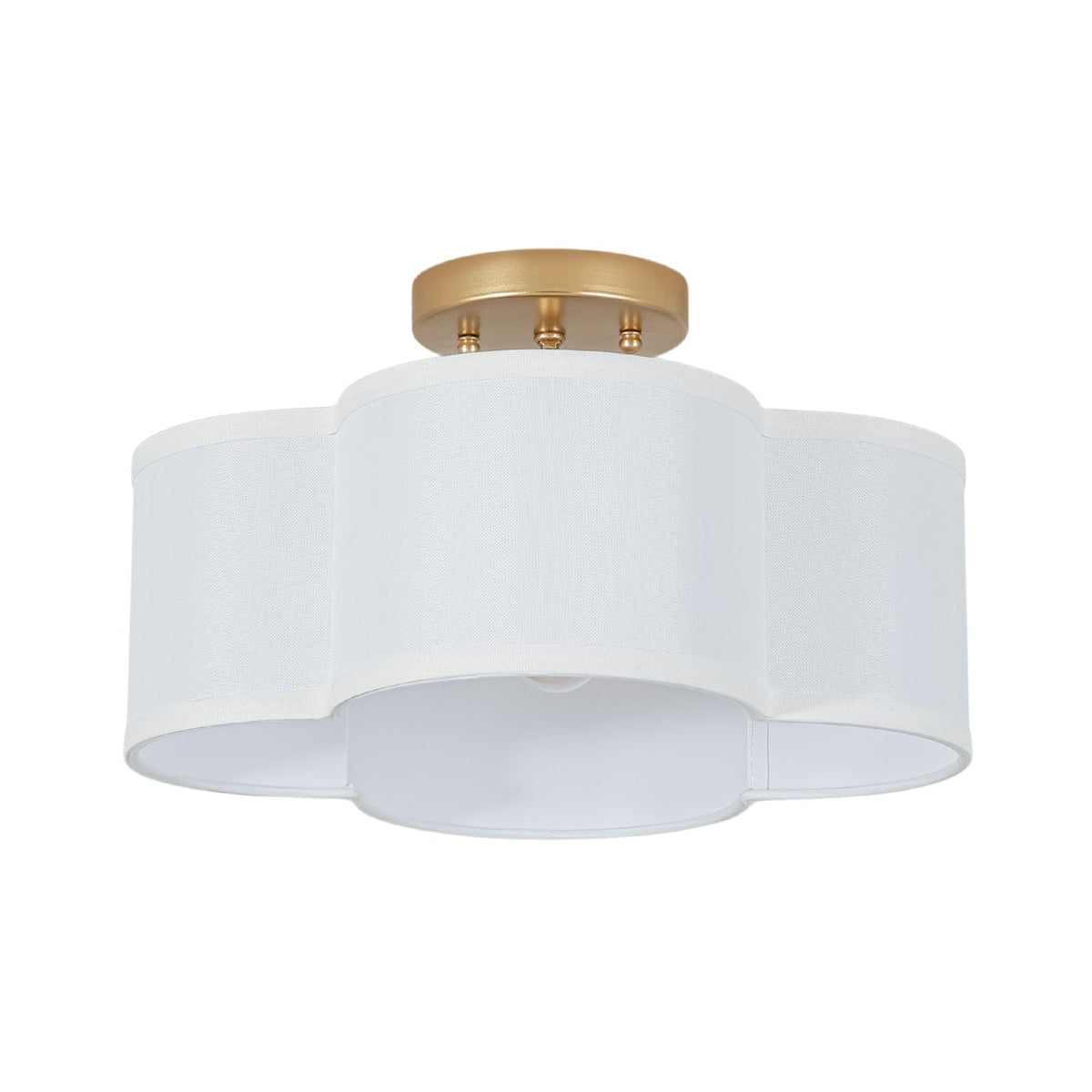 4-Light White Fabric Quatrefoil Cage Semi Flush Mount