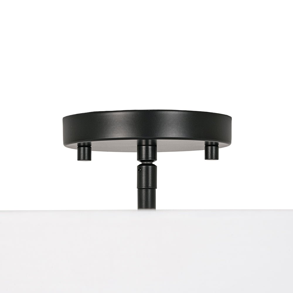4-Light White Linen Round Drum Semi Flush Mount