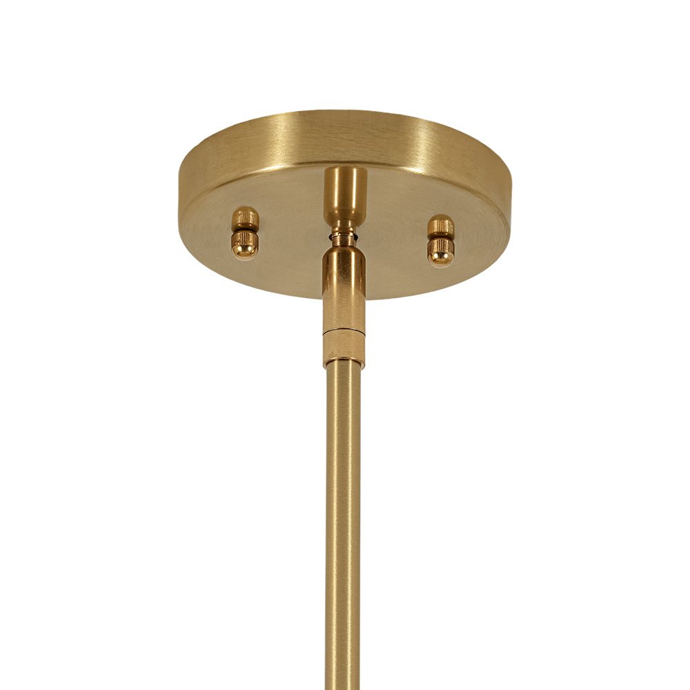 5-Light Brass Ribbed Glass Globe Linear Island Chandelier