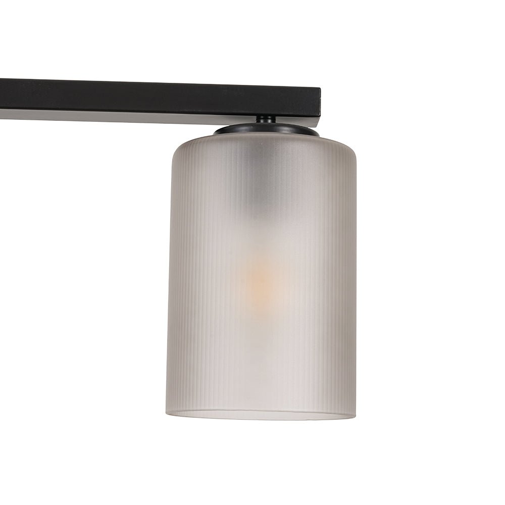 5-Light Gray Ribbed Glass Cylinder Shade Linear Island Chandelier