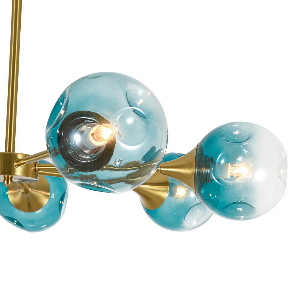 7-light Gradient Blue Glass Globe Round Sputnik Chandelier