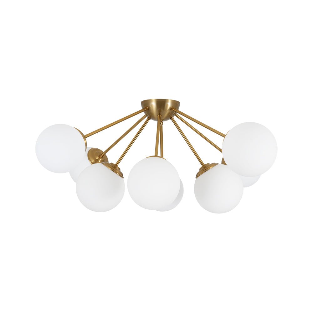 8-Light Opal Glass Bubble Sputnik Semi Flush Chandelier