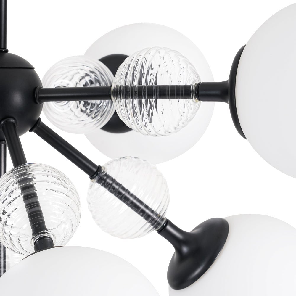 9-Light Tiered Sputnik Glass Globe Bubble Chandelier