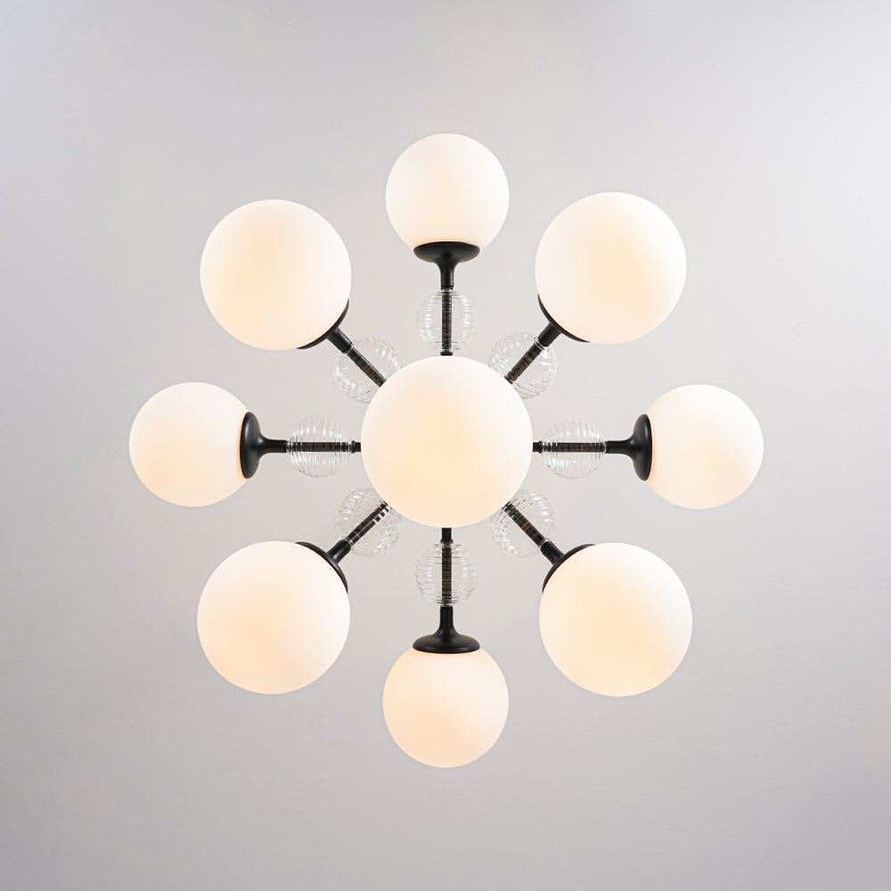 9-Light Tiered Sputnik Glass Globe Bubble Chandelier