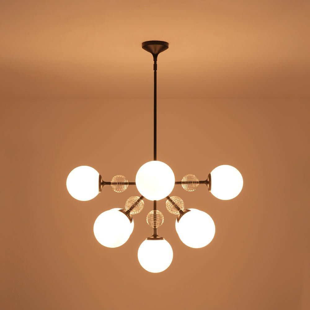 9-Light Tiered Sputnik Glass Globe Bubble Chandelier