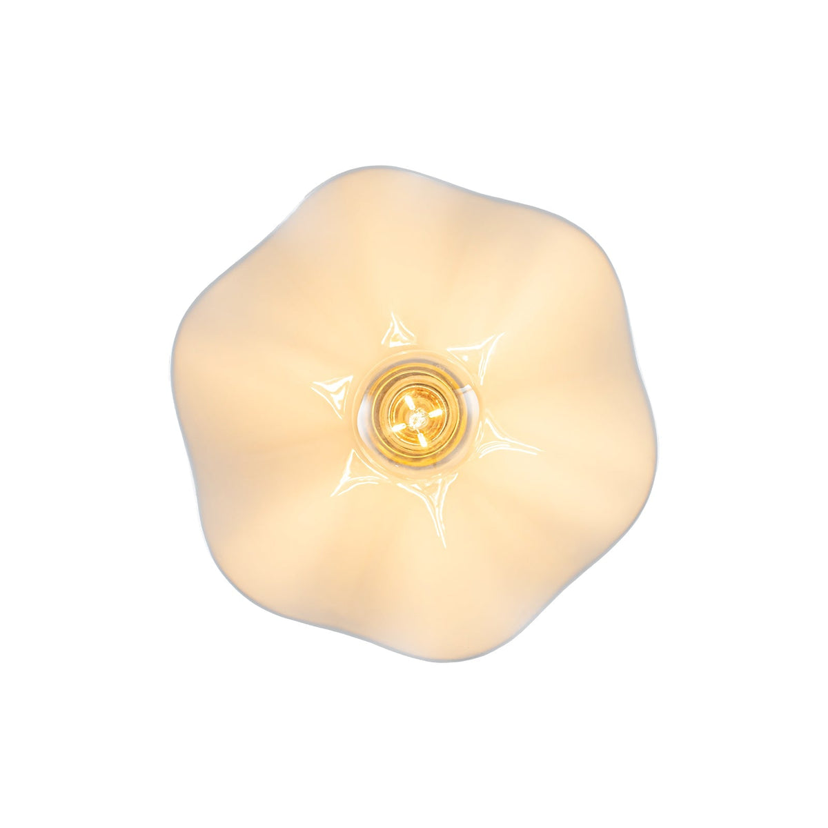 Art Deco 1-Light White Scalloped Ceramic Bloom Pendant