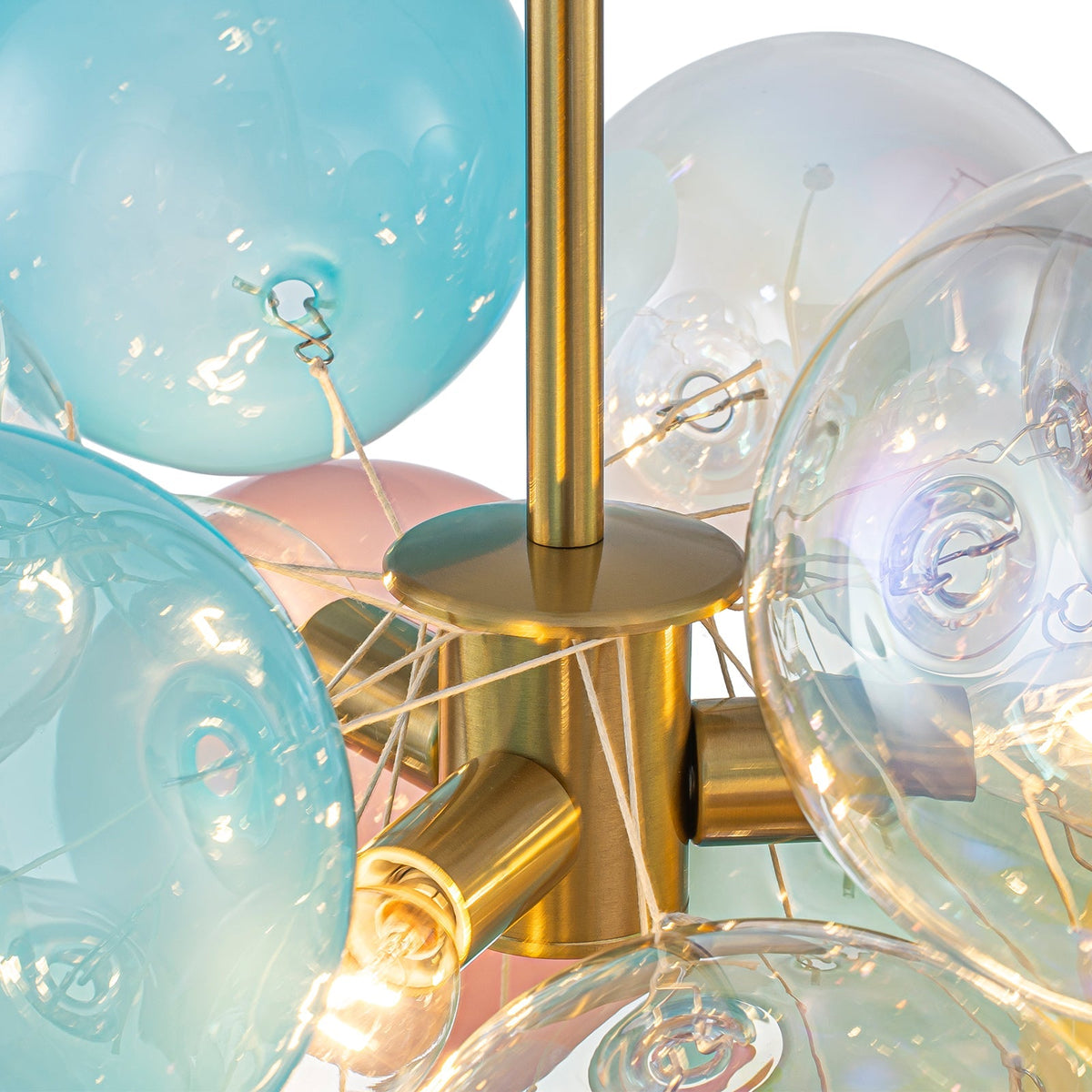 Art Deco Rainbow Cluster Colorful Glass Bubble Kids Chandelier