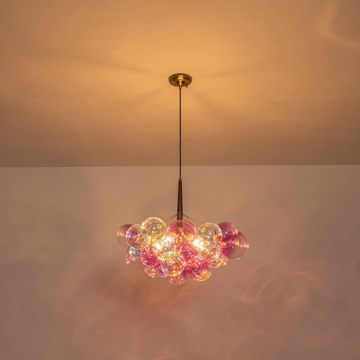 Barbie Cluster Sharp Pink Purple Glass Bubble Chandelier
