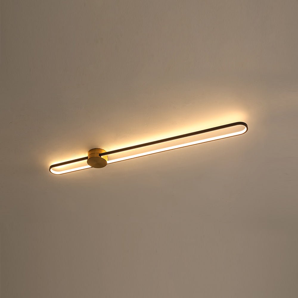 Black Brass Oval Ring Dimmable LED Semi Flush / Wall Light