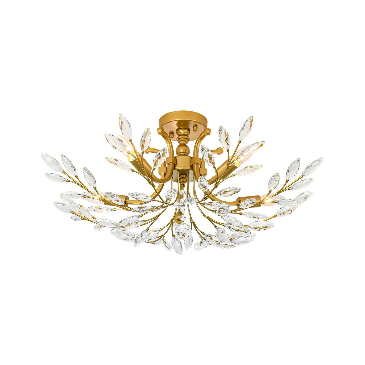 Bloom Glam Crystal Laurel Vine Brass Empire Semi Flush Mount