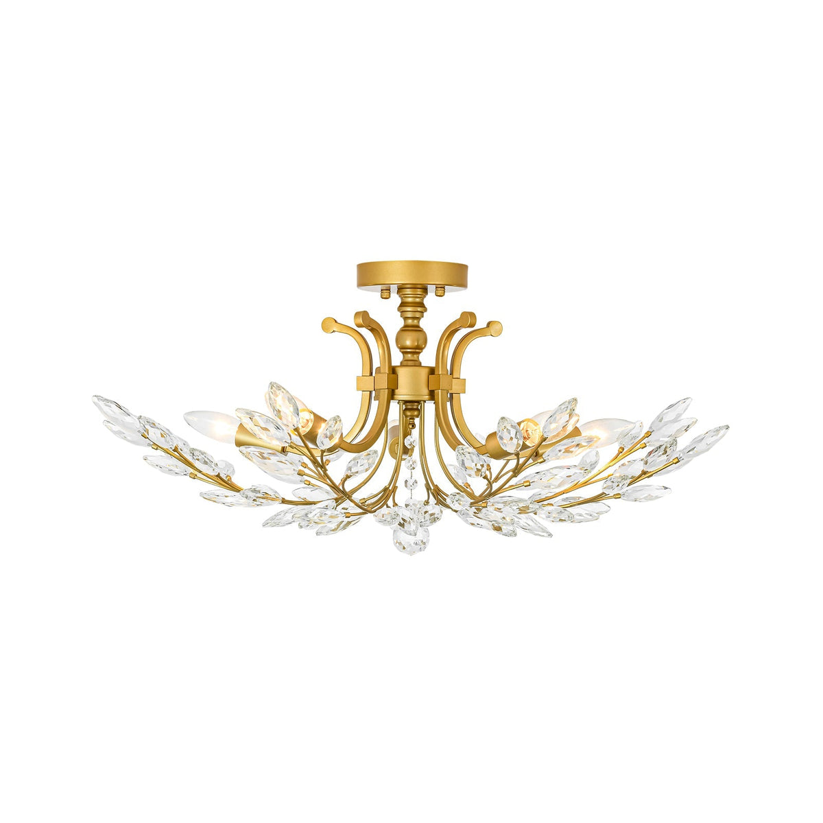 Bloom Glam Crystal Laurel Vine Brass Empire Semi Flush Mount