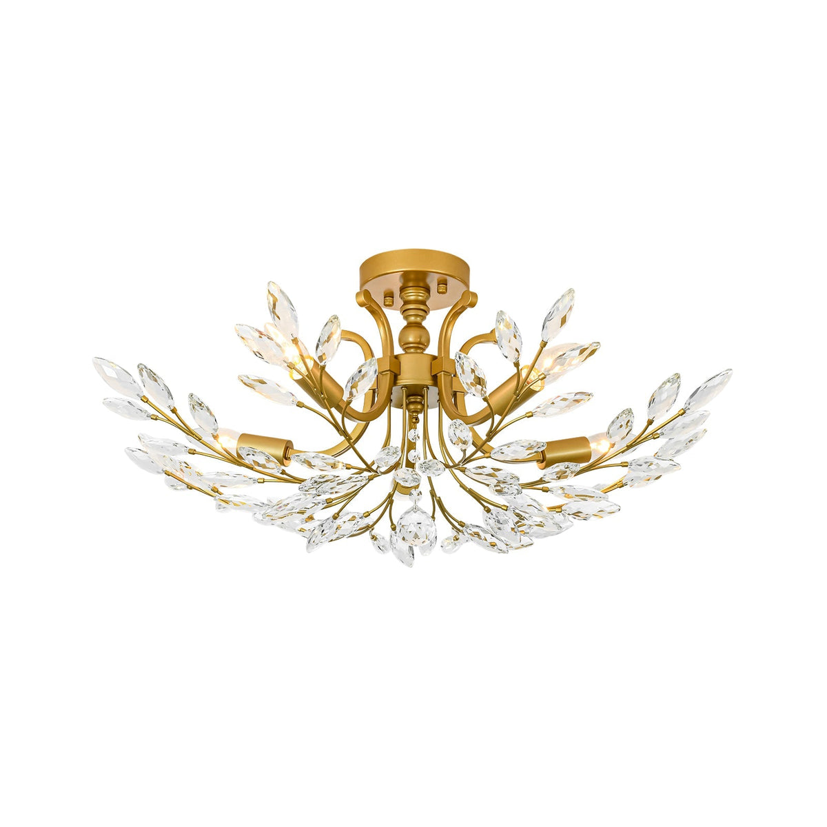 Bloom Glam Crystal Laurel Vine Brass Empire Semi Flush Mount