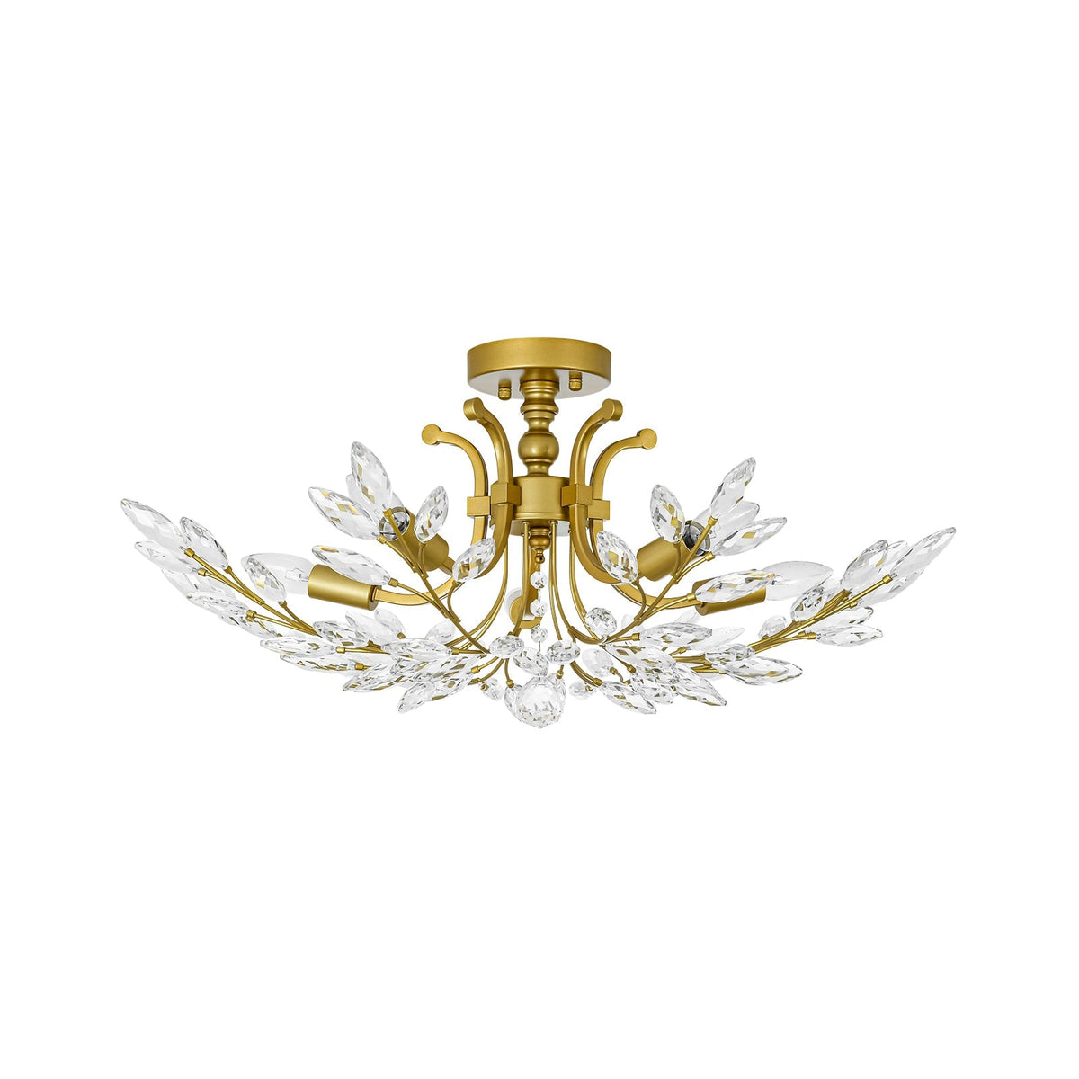 Bloom Glam Crystal Laurel Vine Brass Empire Semi Flush Mount