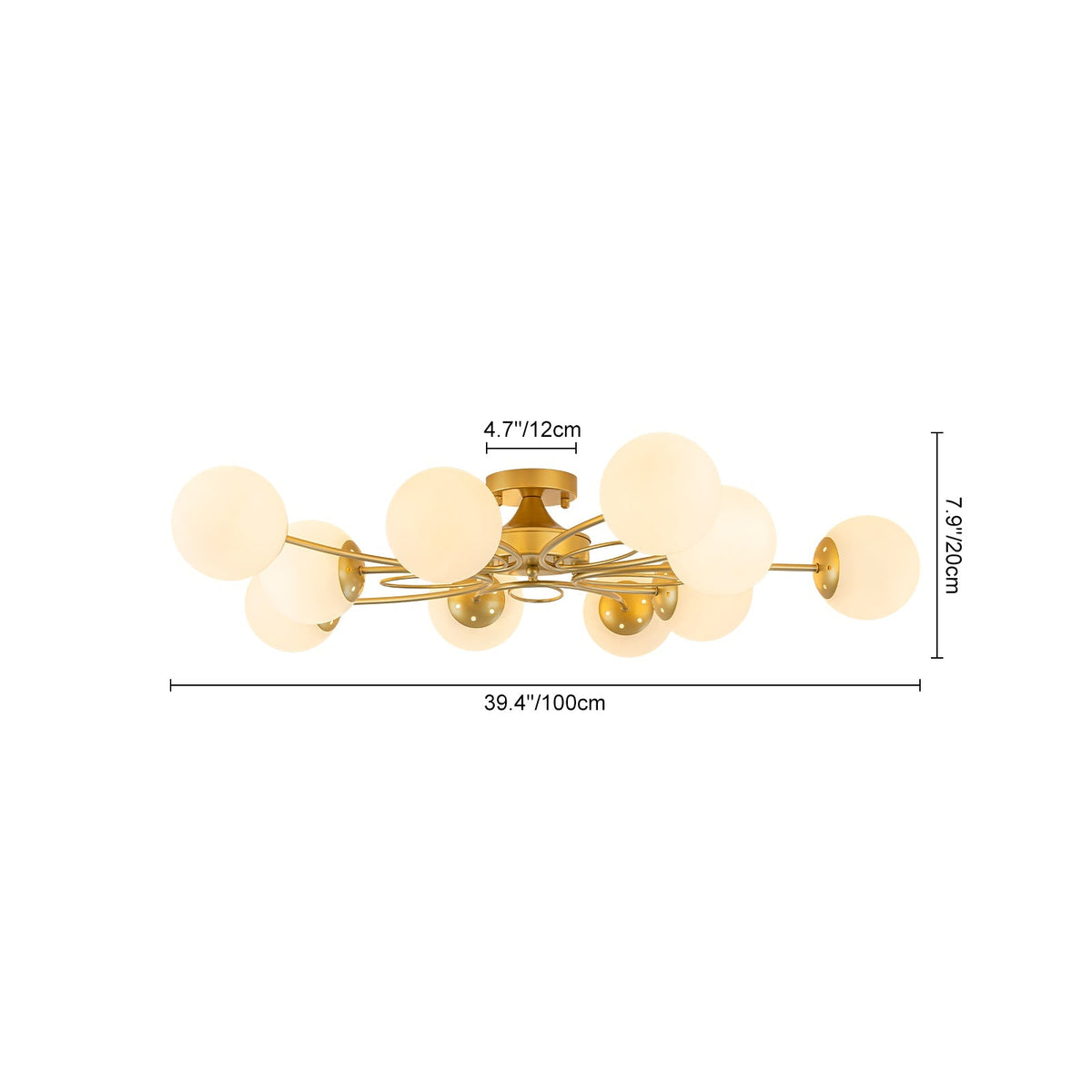 Bloom Opal Glass Globe Bubble Semi Flush Chandelier