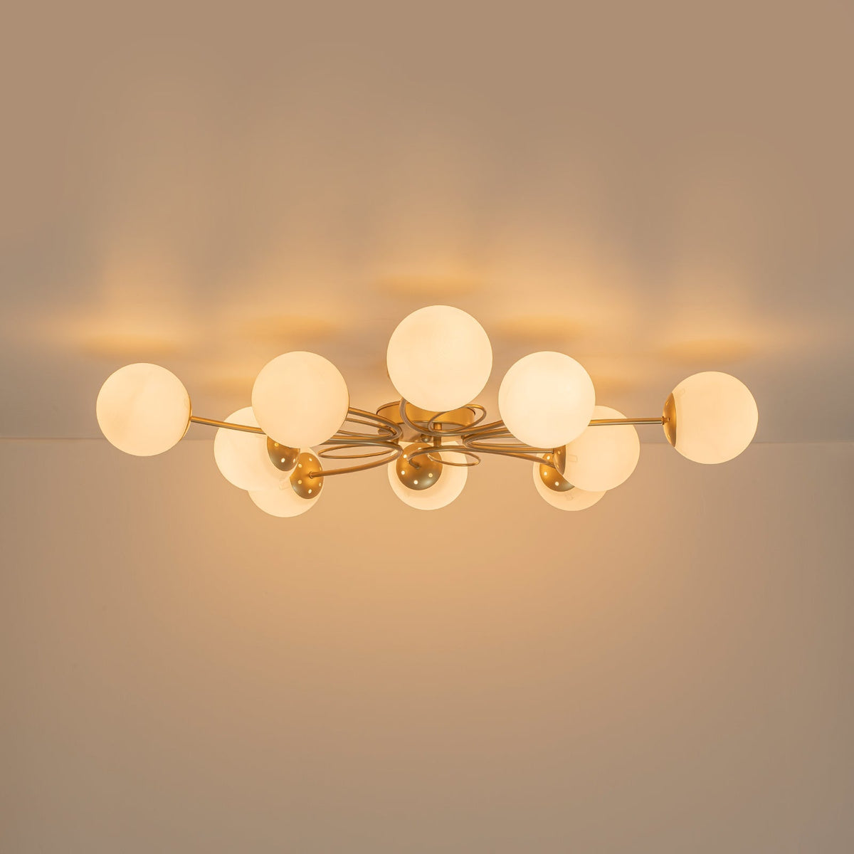 Bloom Opal Glass Globe Bubble Semi Flush Chandelier