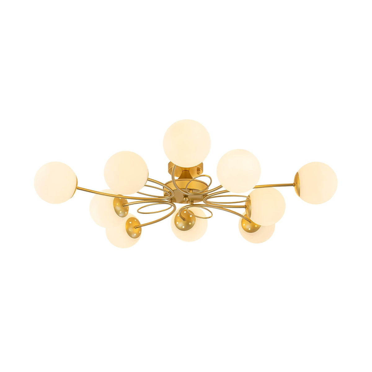 Bloom Opal Glass Globe Bubble Semi Flush Chandelier