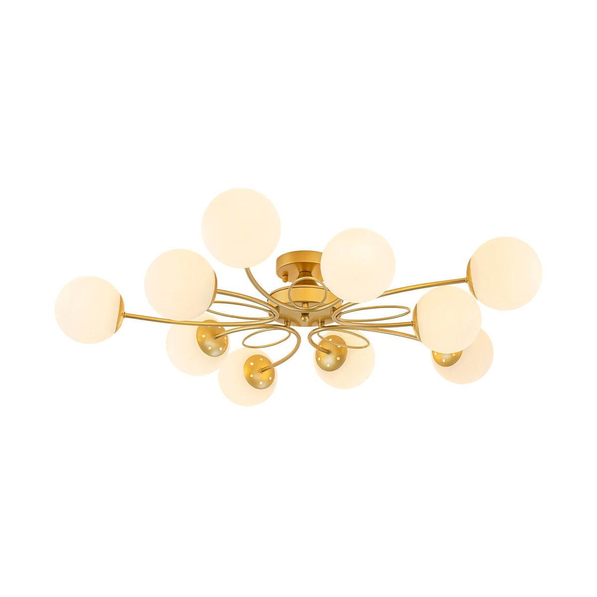 Bloom Opal Glass Globe Bubble Semi Flush Chandelier
