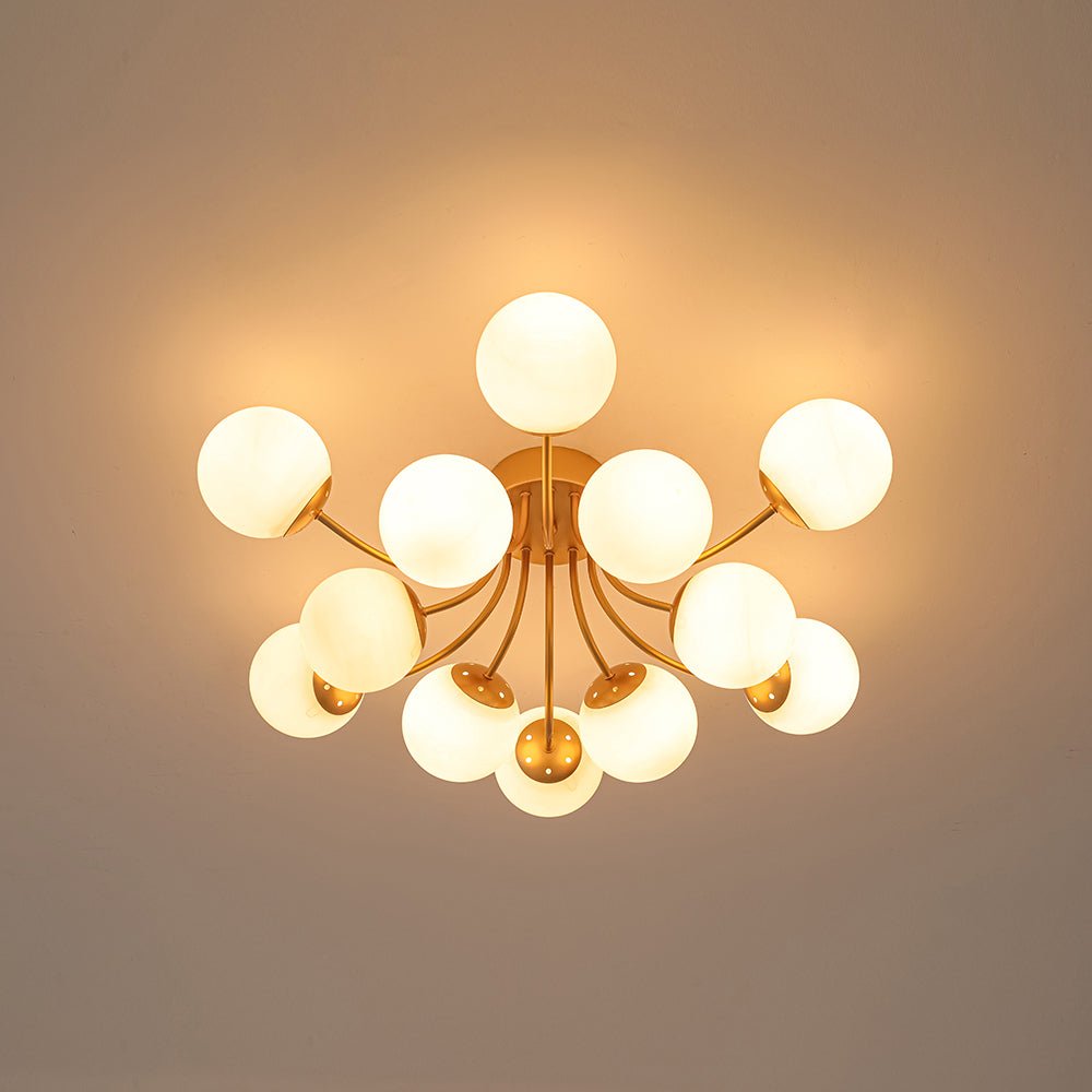Bloom Tiered Frosted Glass Globe Bubble Semi Flush Chandelier