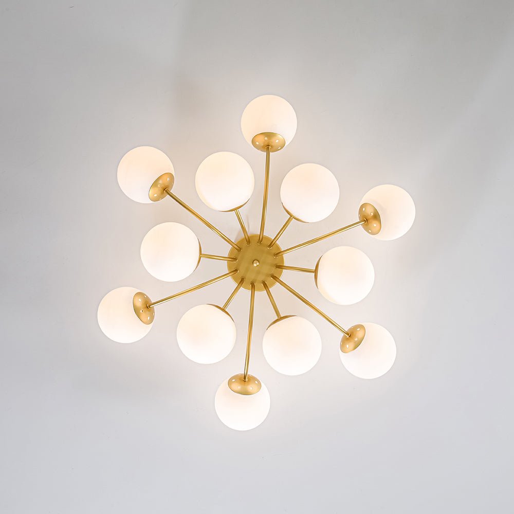 Bloom Tiered Frosted Glass Globe Bubble Semi Flush Chandelier