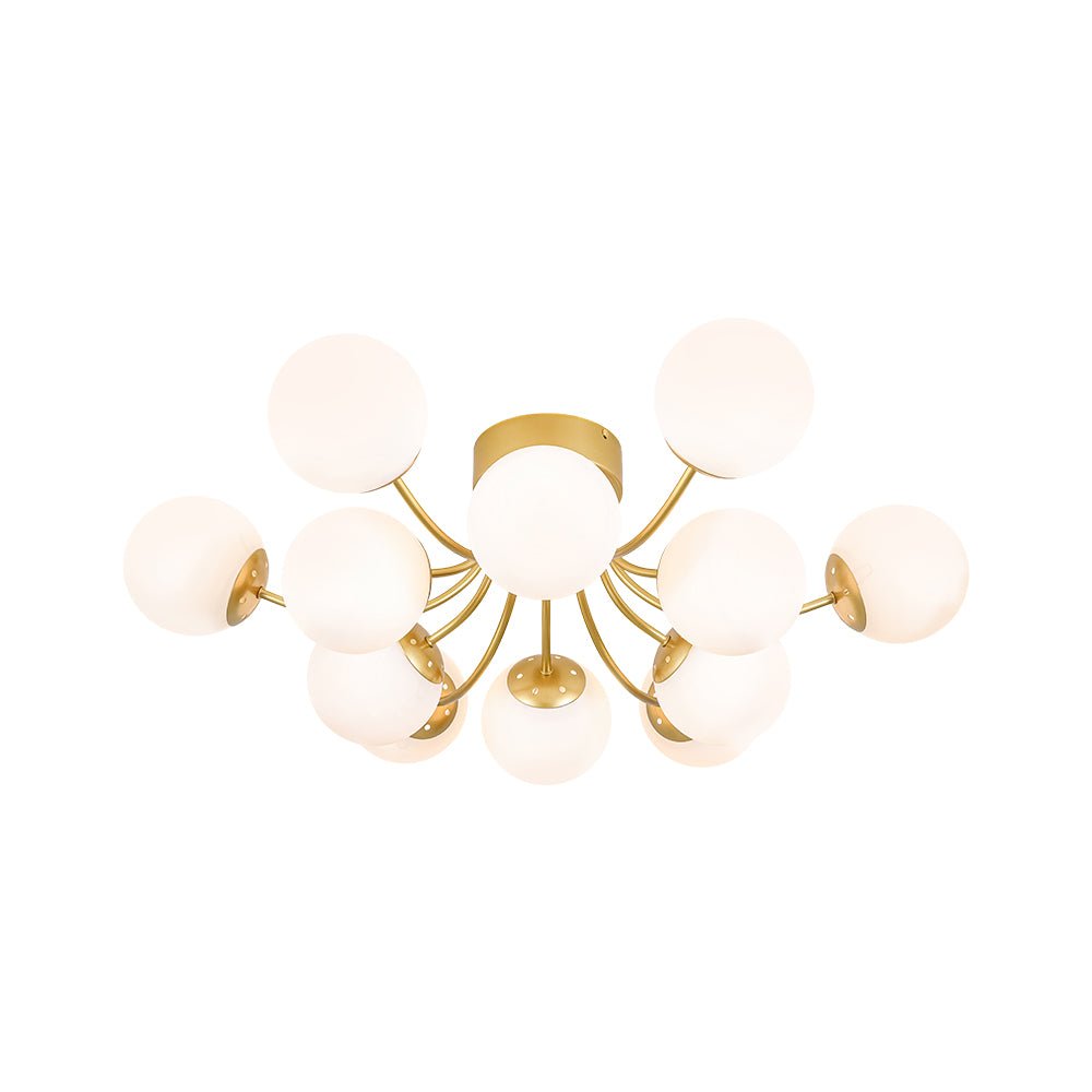 Bloom Tiered Frosted Glass Globe Bubble Semi Flush Chandelier