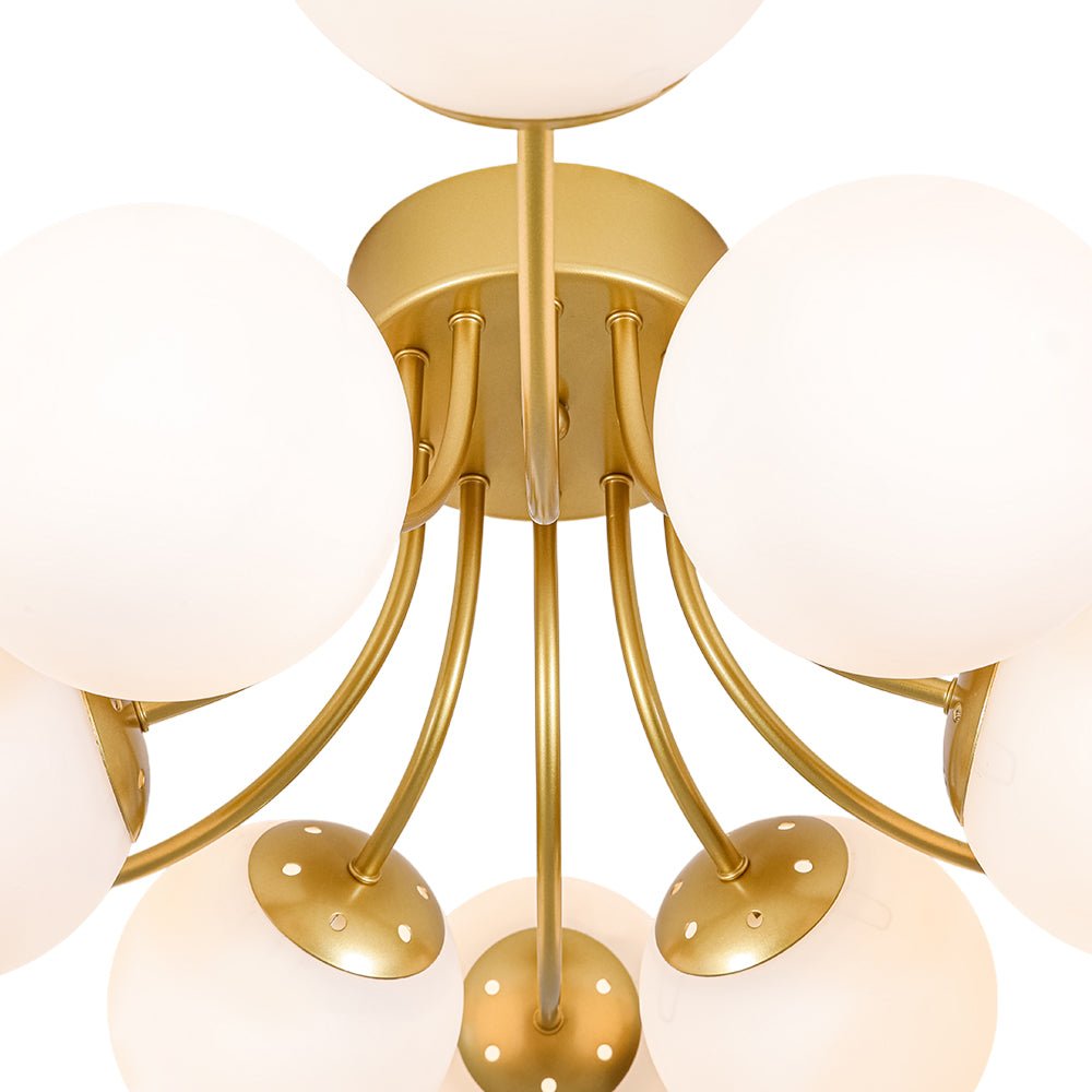 Bloom Tiered Frosted Glass Globe Bubble Semi Flush Chandelier