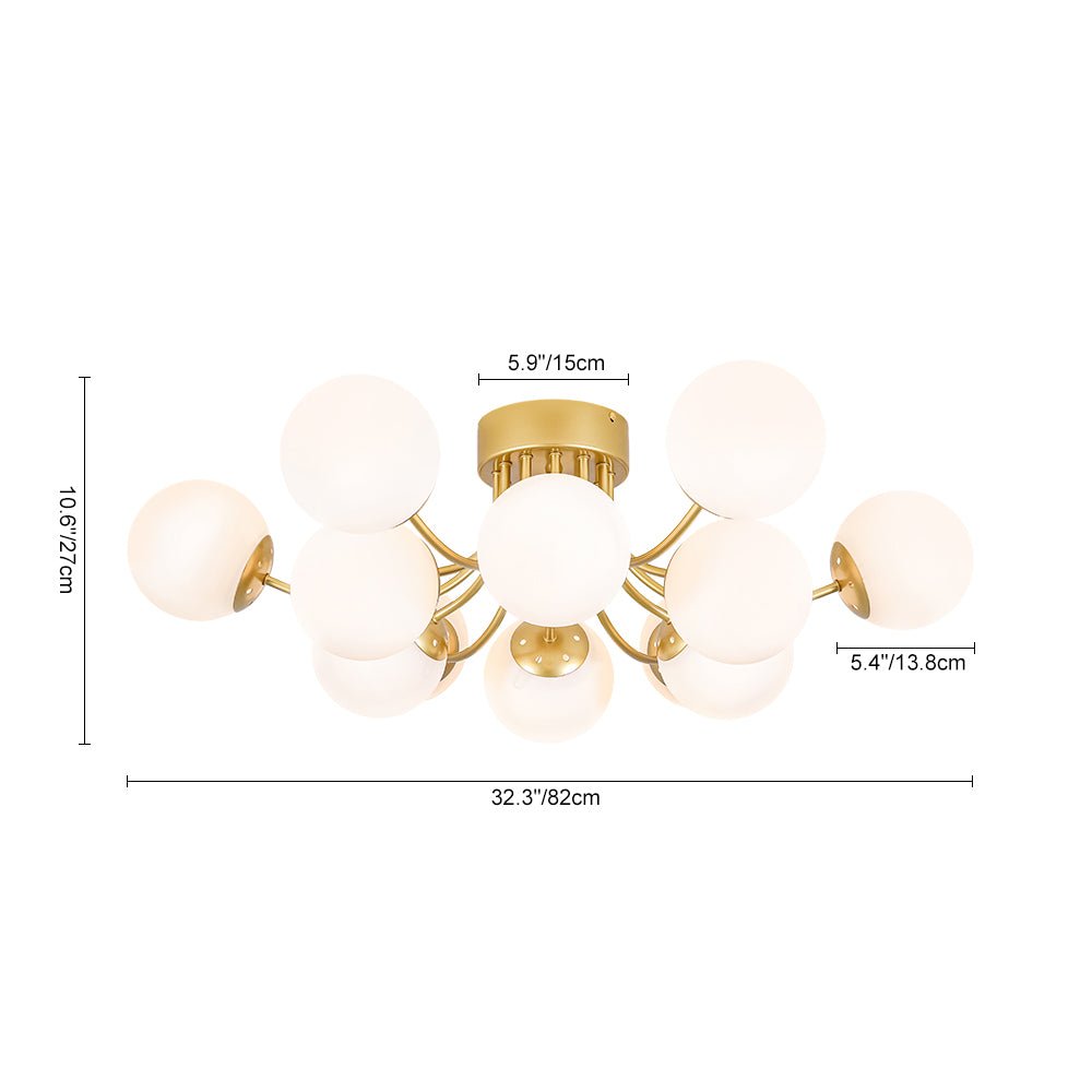 Bloom Tiered Frosted Glass Globe Bubble Semi Flush Chandelier
