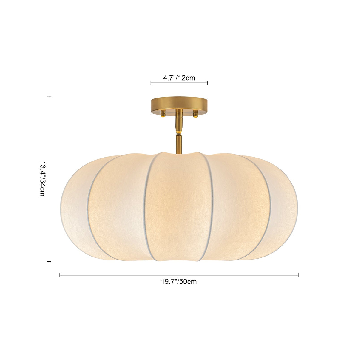 Boho Round White Silk Scalloped Cage Semi Flush Mount