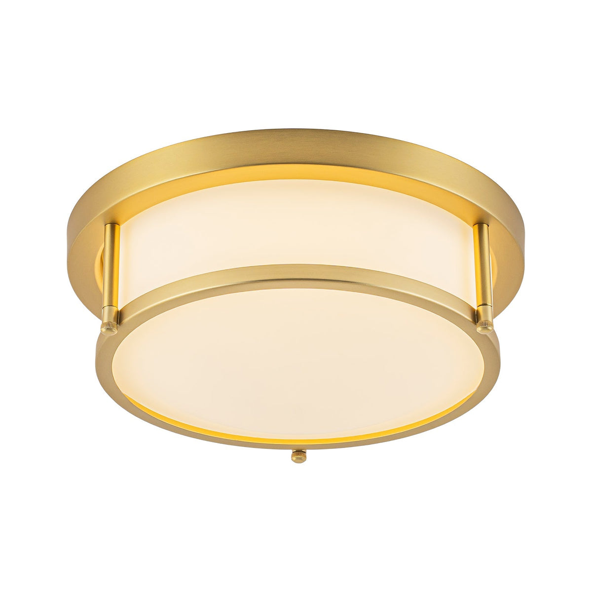 Brass Dimmable LED Round Frosted Glass Drum Ceiling Light