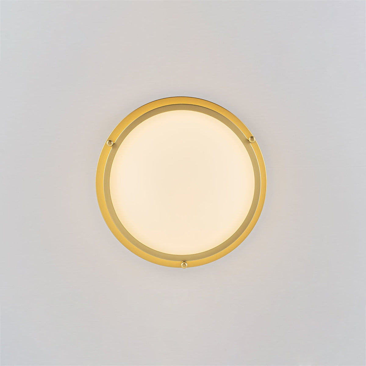 Brass Dimmable LED Round Frosted Glass Drum Ceiling Light