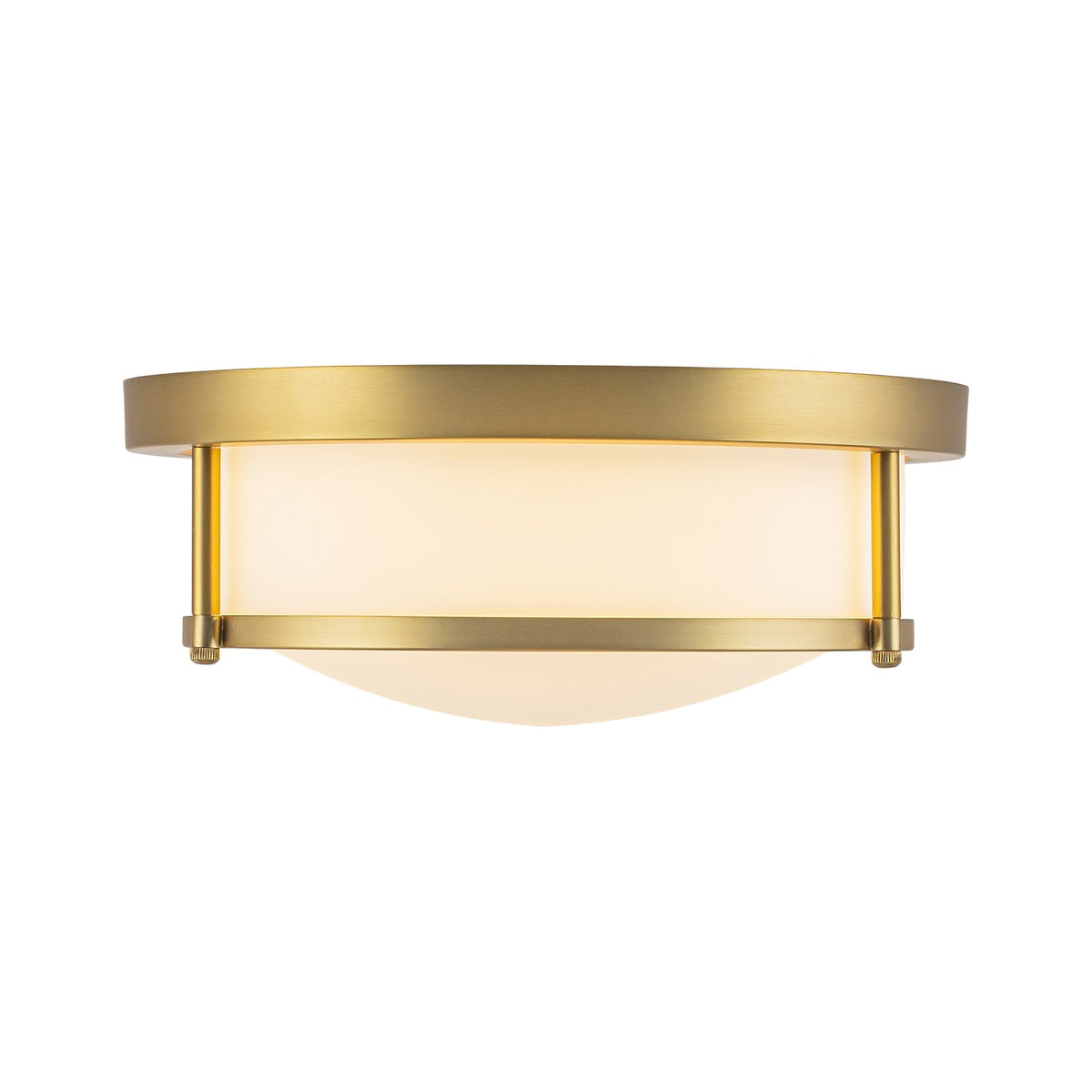 Brass Dimmable LED Round Frosted Glass Drum Ceiling Light