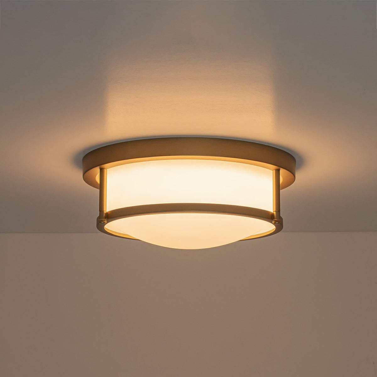 Brass Dimmable LED Round Frosted Glass Drum Ceiling Light