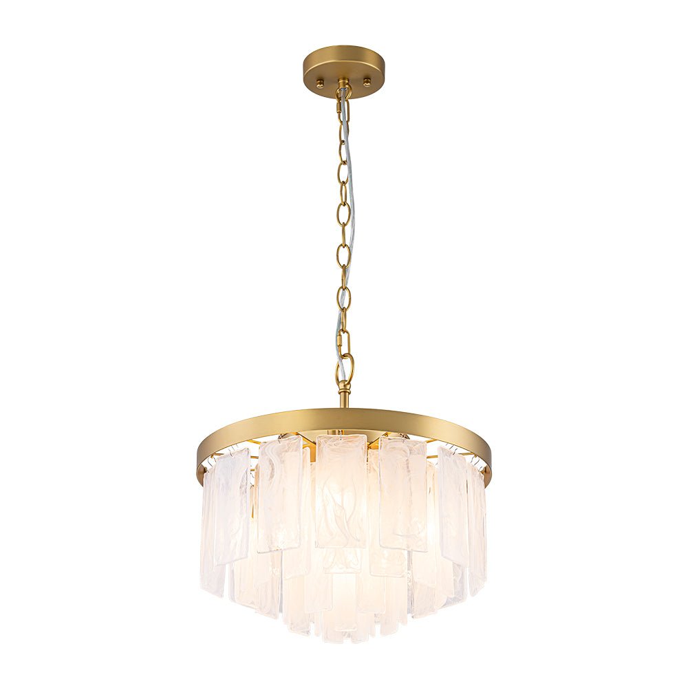 Tiered Opal Swirl Glass Round Semi Flush Mount Chandelier