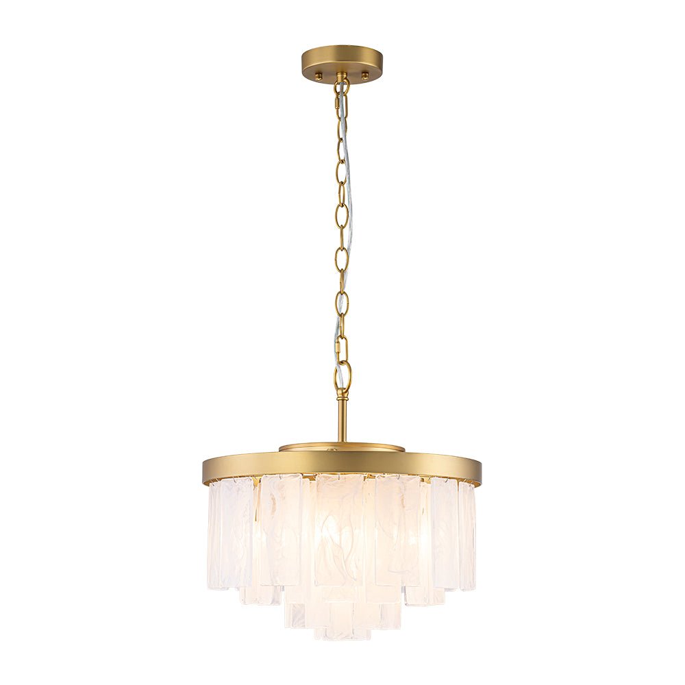 Tiered Opal Swirl Glass Round Semi Flush Mount Chandelier