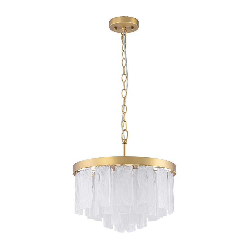 Tiered Opal Swirl Glass Round Semi Flush Mount Chandelier