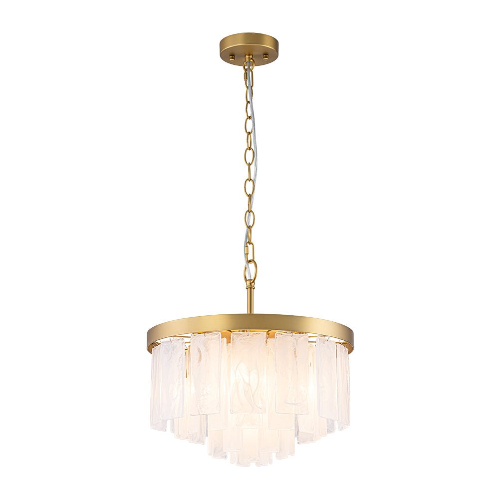 Tiered Opal Swirl Glass Round Semi Flush Mount Chandelier