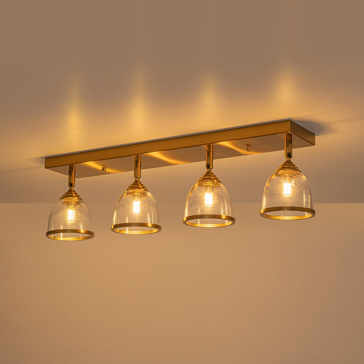 Brass Spotlight Adjustable Glass Bell Linear Semi Flush Track Light