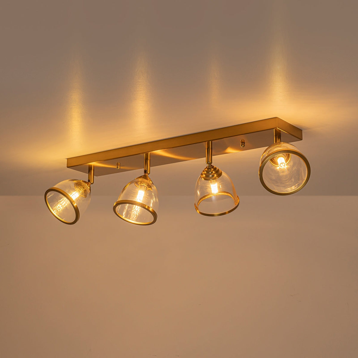 Brass Spotlight Adjustable Glass Bell Linear Semi Flush Track Light