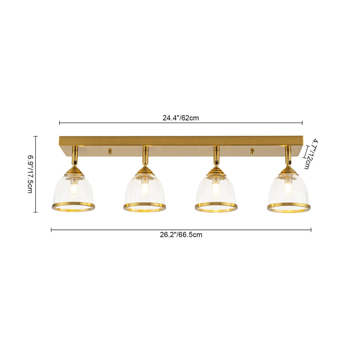 Brass Spotlight Adjustable Glass Bell Linear Semi Flush Track Light
