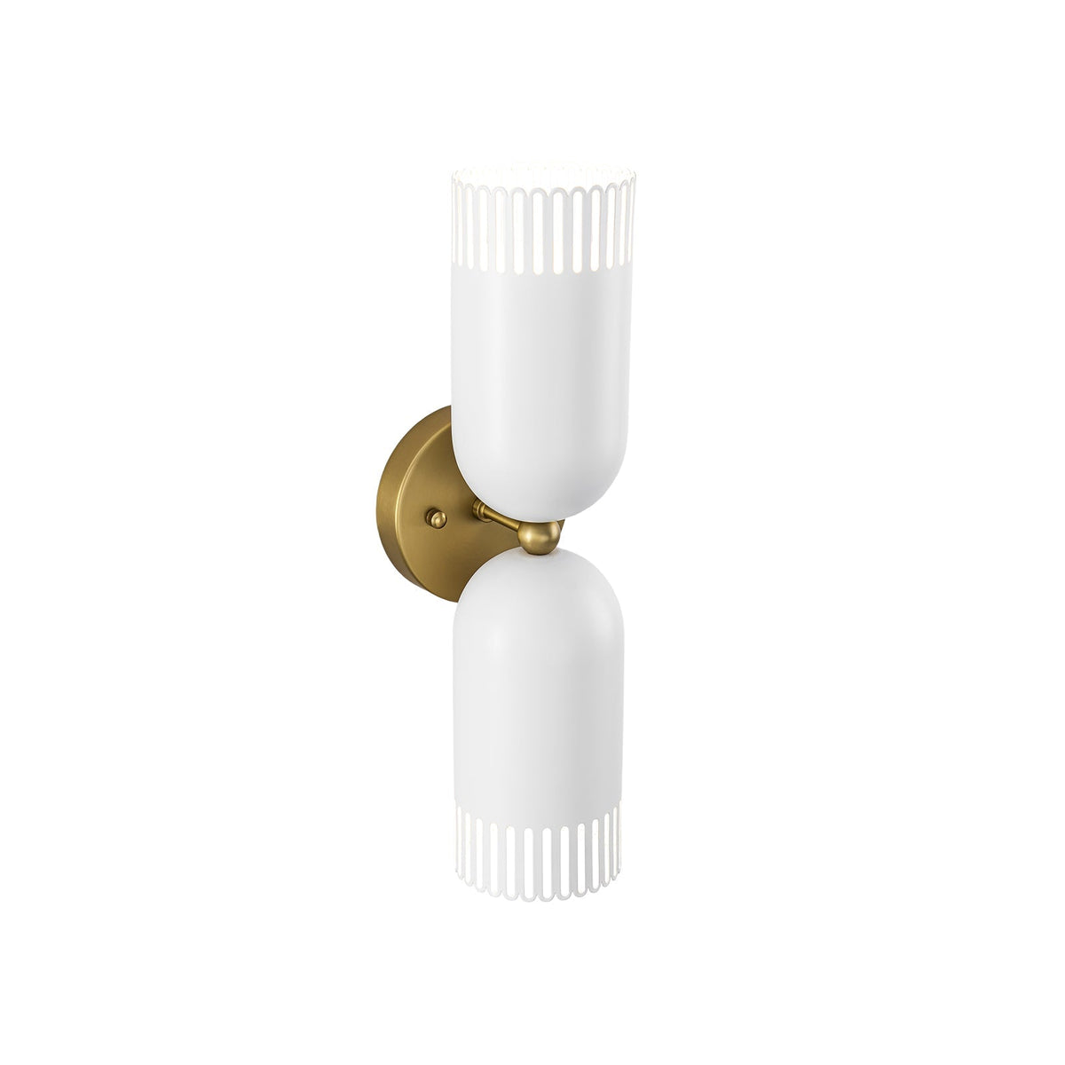 Brass White Tulip 2-Light Up Down Hourglass Vanity Wall Sconce